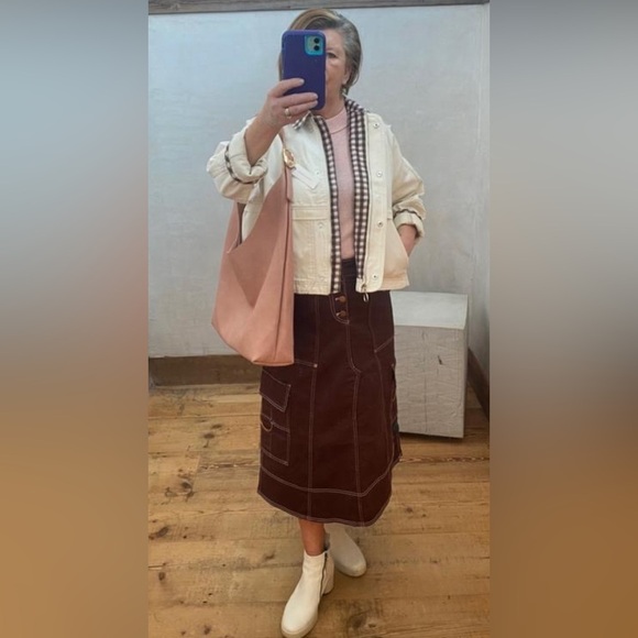 NWT! Anthropologie Wine Pilcro Reworked Utility Midi Skirt - US 4 🏀 - Picture 4 of 8